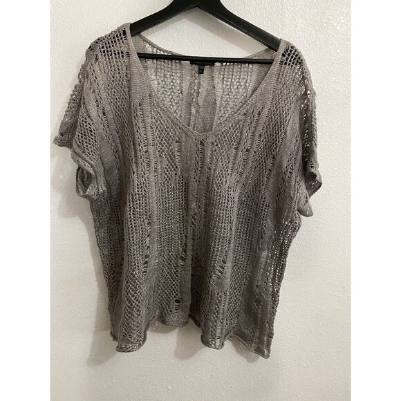 Eileen Fisher Sweaters - Eileen Fisher Gray Linen Short Sleeve Loose Knit Sweater L M14